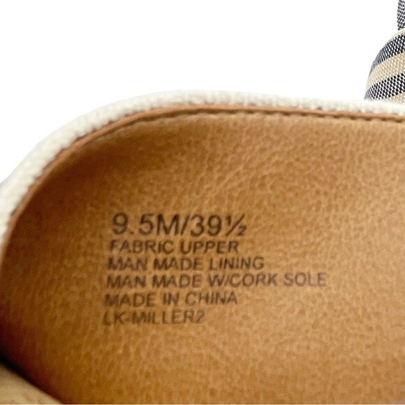 Lucky Brand Miller II Cross Strap Cork Wedge Blue Cream Stripe Women’s Size 9.5 - Picture 14 of 16